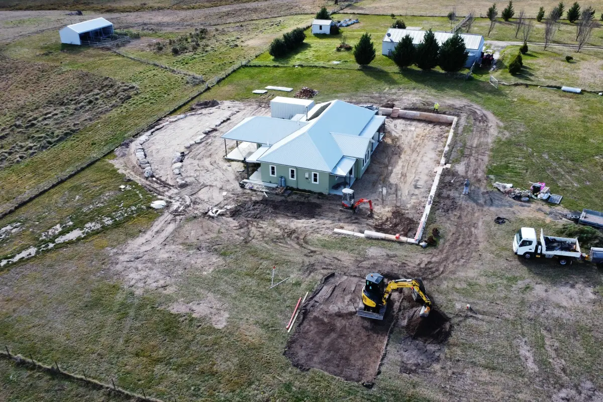 Duckmaloi Sandstone Wall & Shed Pad - aerial view